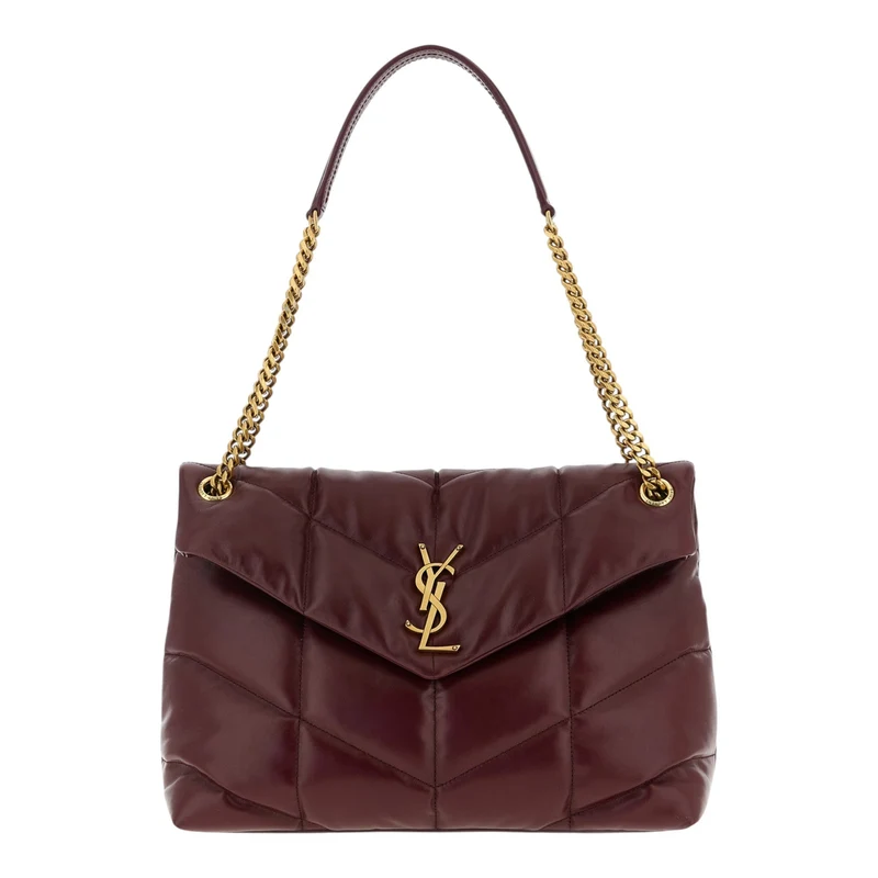 Saint Laurent Bordeaux Puffer Nappa Shoulder Bag