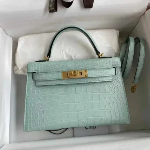 hermes-kelly-28-matte-alligator-leather-vert-deau-reversed-stitches thumbnail 5