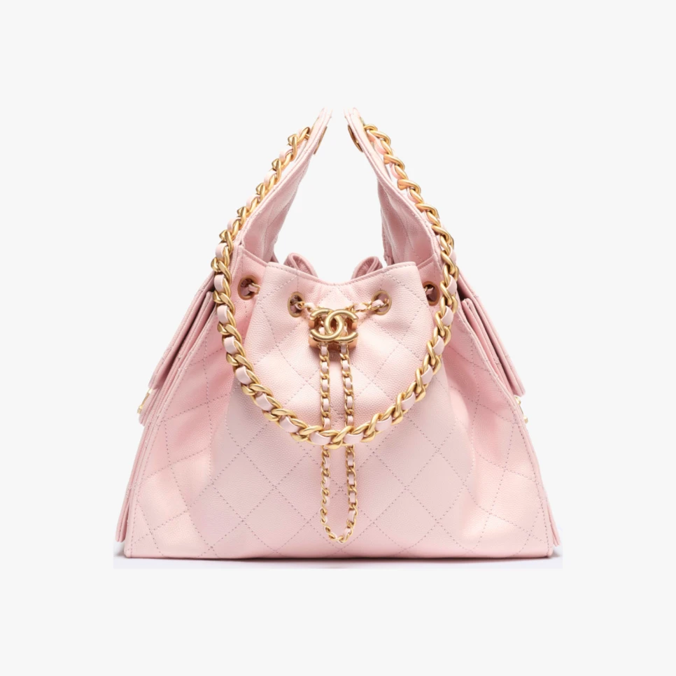 CHANEL 25 Handbag Grained Calfskin & Gold-Tone Metal Pink