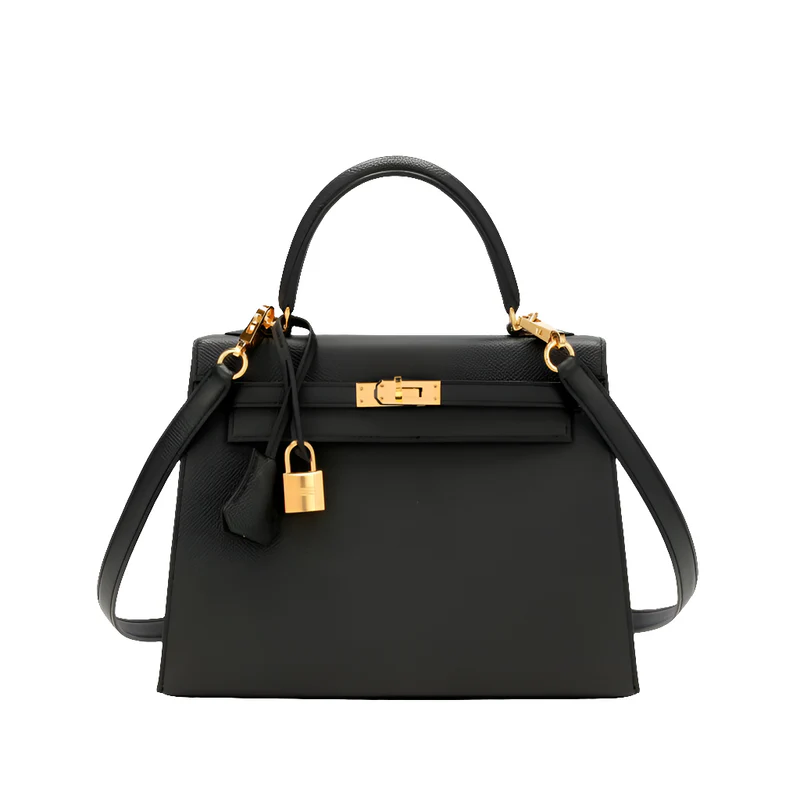 Hermès Kelly Sellier 28 Black Epsom Gold Hardware