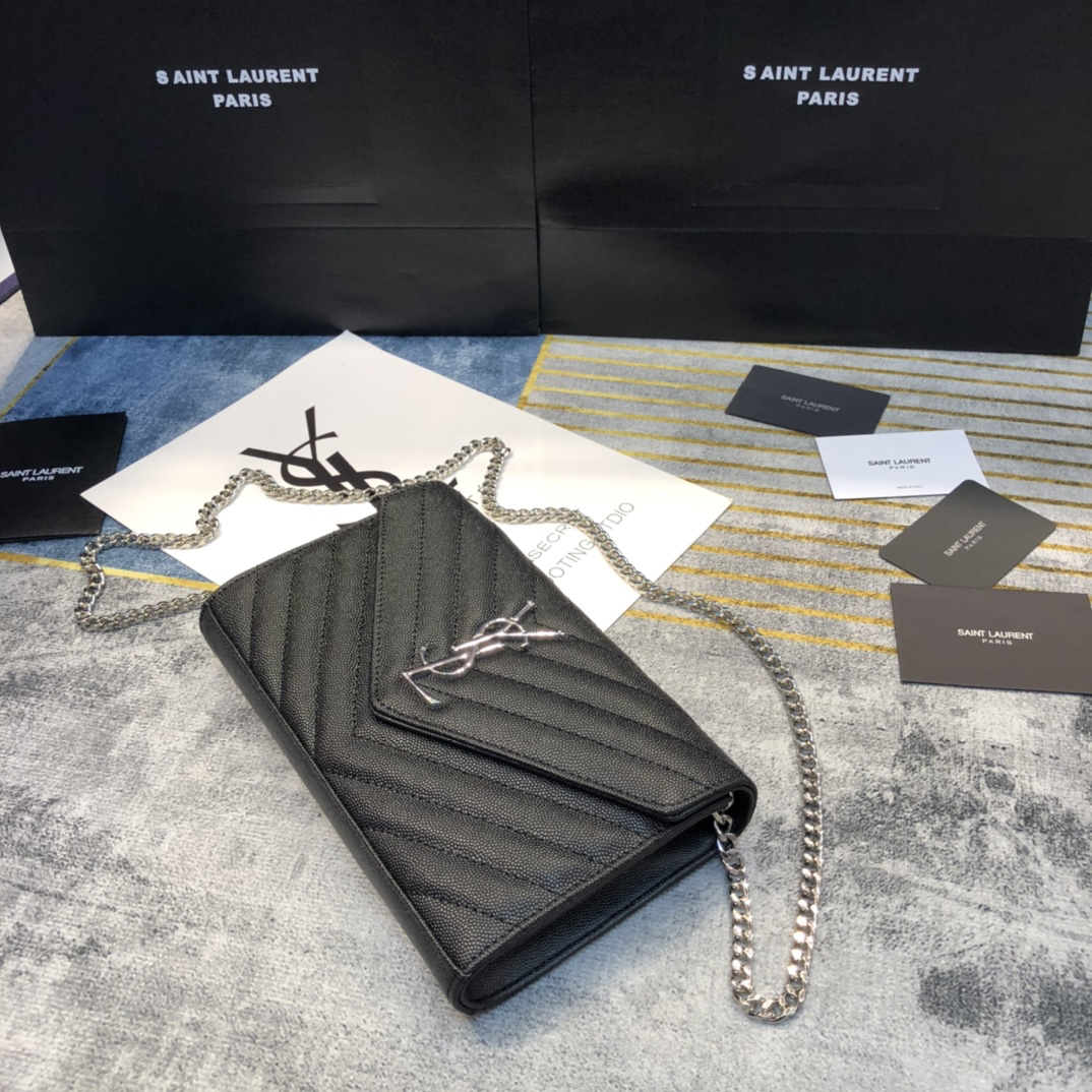 saint-laurent-ysl-cassandre-envelope-black-silver-metal thumbnail 6