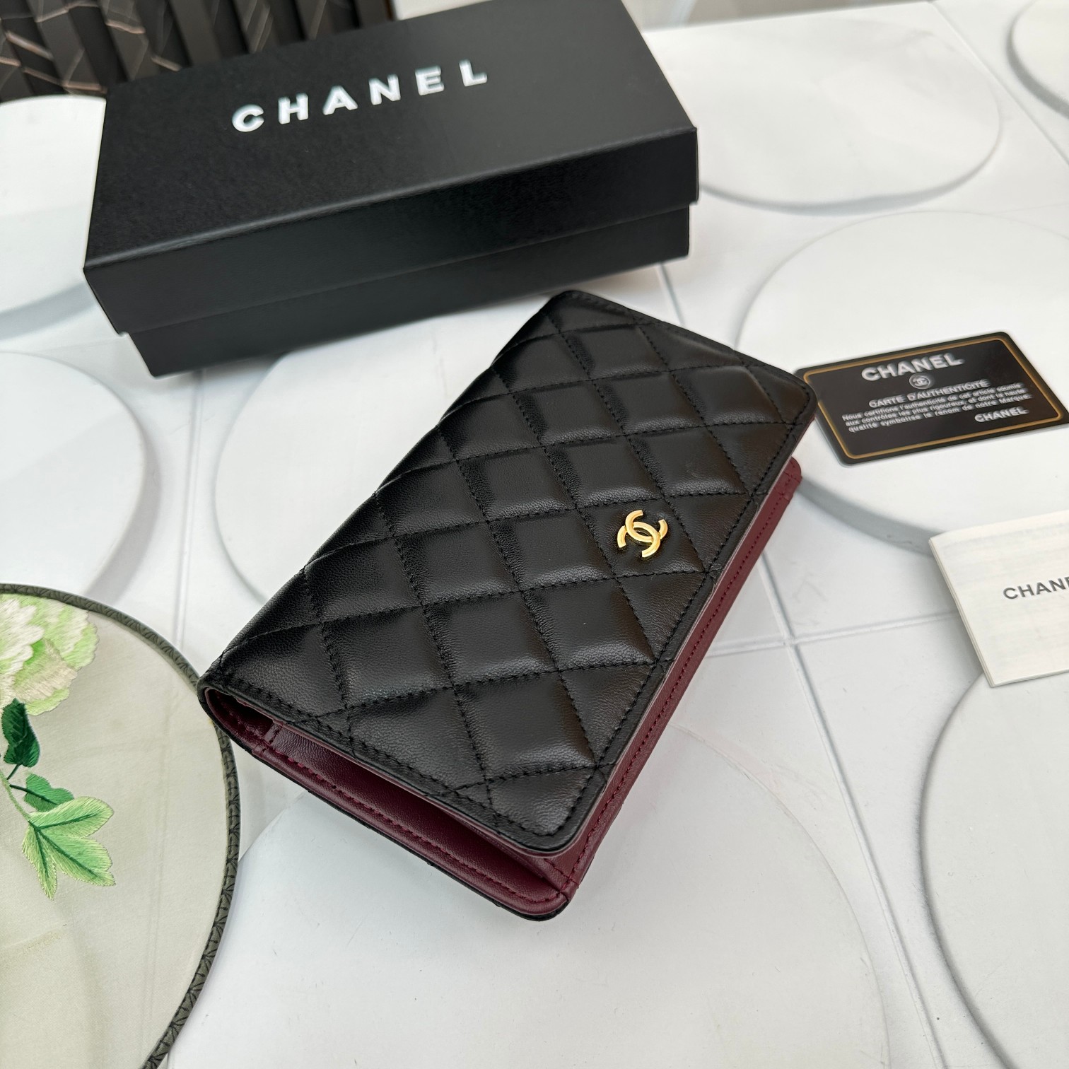 chanel-calfskin-leather-quilted-long-wallet-black-bag thumbnail 4