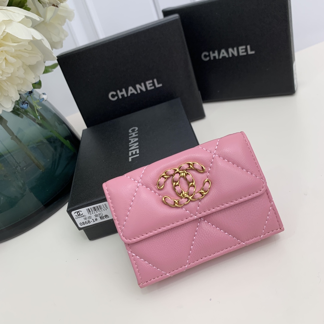 chanel-19-flap-card-holder-pink thumbnail 2