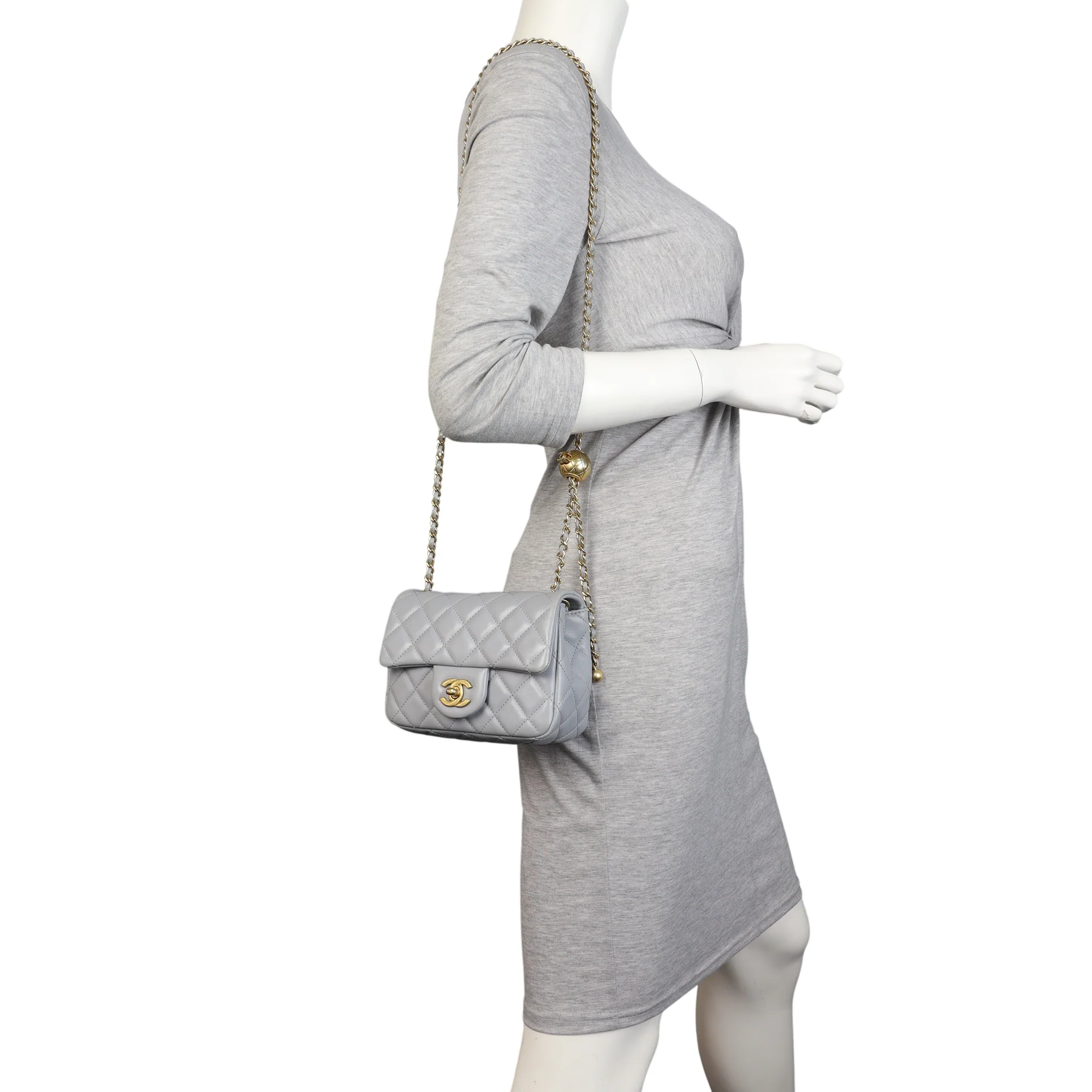 chanel-mini-square-pearl-flap-bag-grey-leather-gold-hardware thumbnail 2