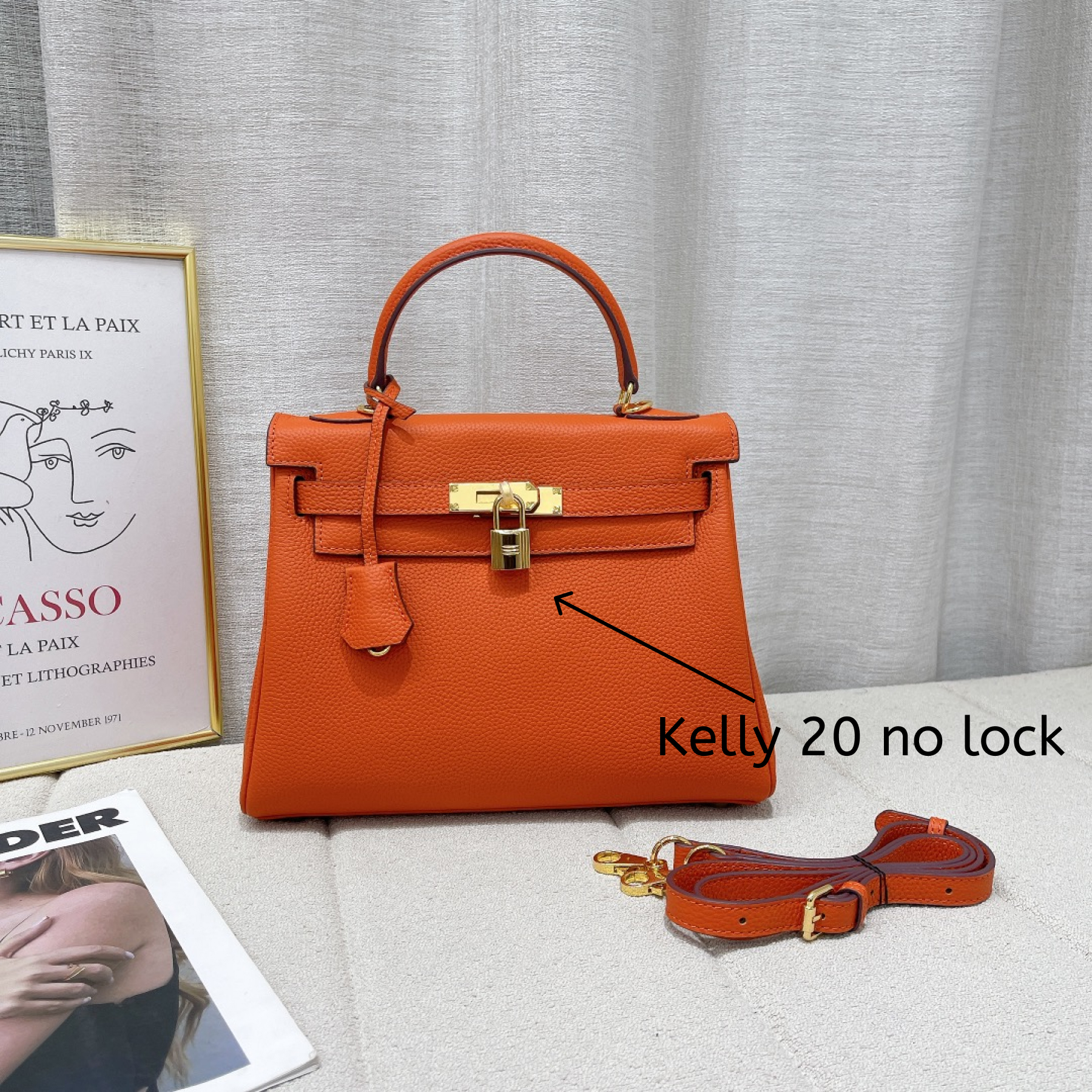 kelly-togo-cowhide-leather-gold-buckle-orange thumbnail 3