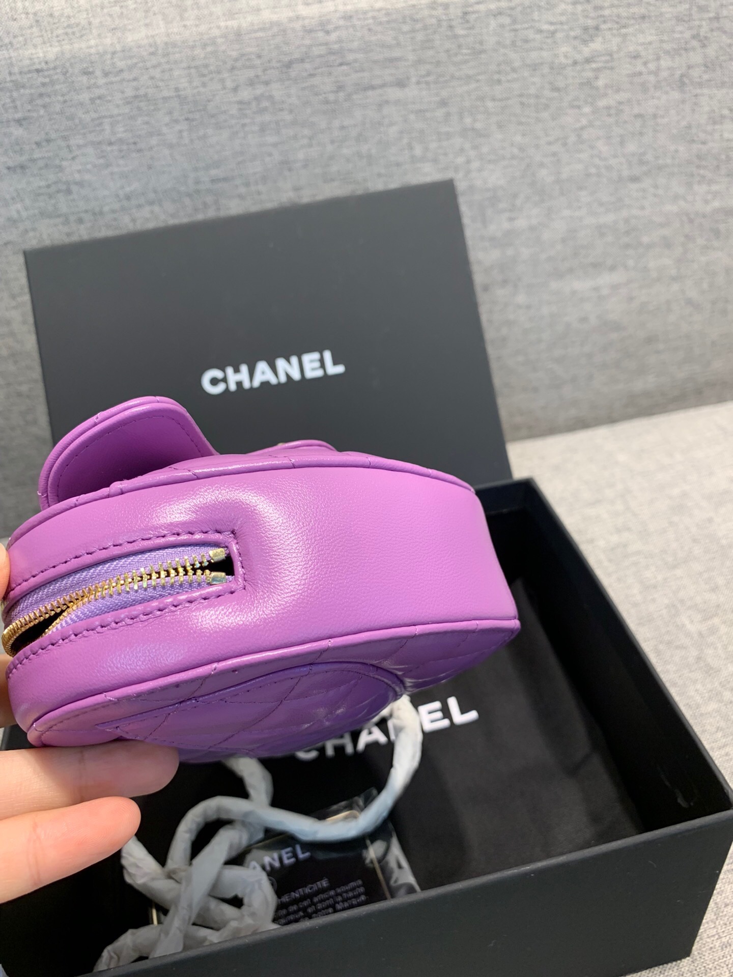 chanel-lambskin-heart-bag-purple-bag thumbnail 7