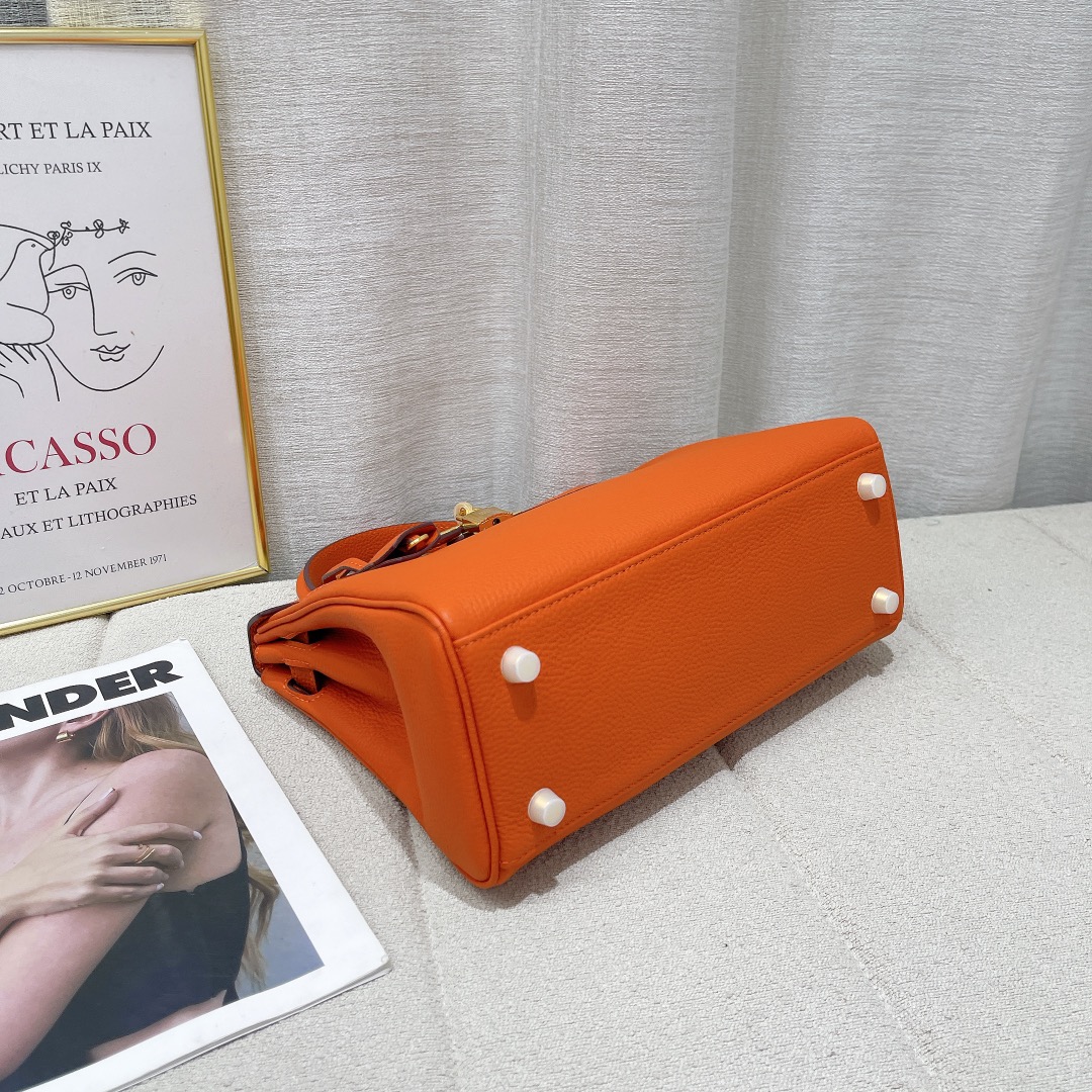 kelly-togo-cowhide-leather-gold-buckle-orange thumbnail 11