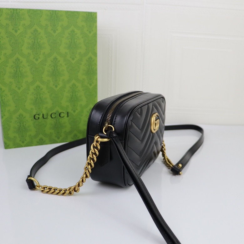 gucci-calfskin-matelasse-mini-gg-marmont-chain-shoulder-bag-black-bag thumbnail 6