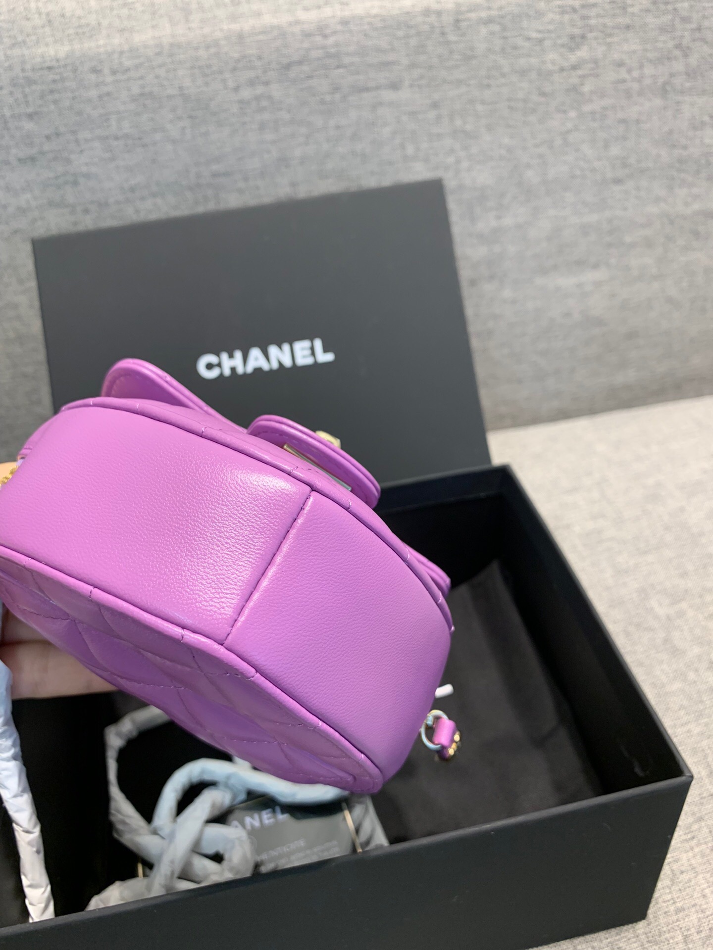 chanel-lambskin-heart-bag-purple-bag thumbnail 6