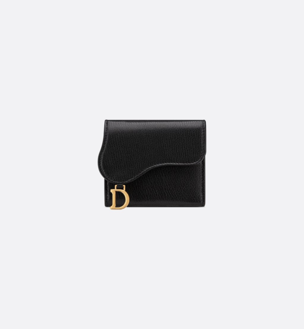 Dior Saddle Lotus Wallet Goatskin - Black