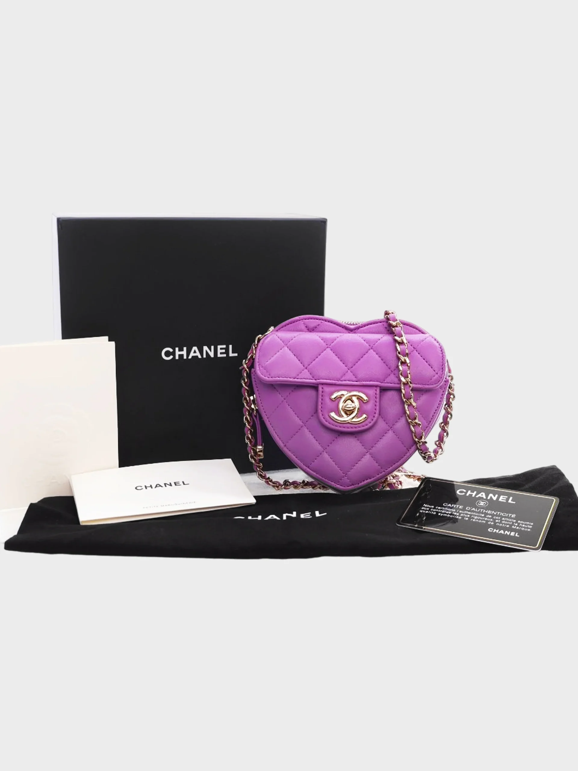 chanel-lambskin-heart-bag-purple-bag thumbnail 11