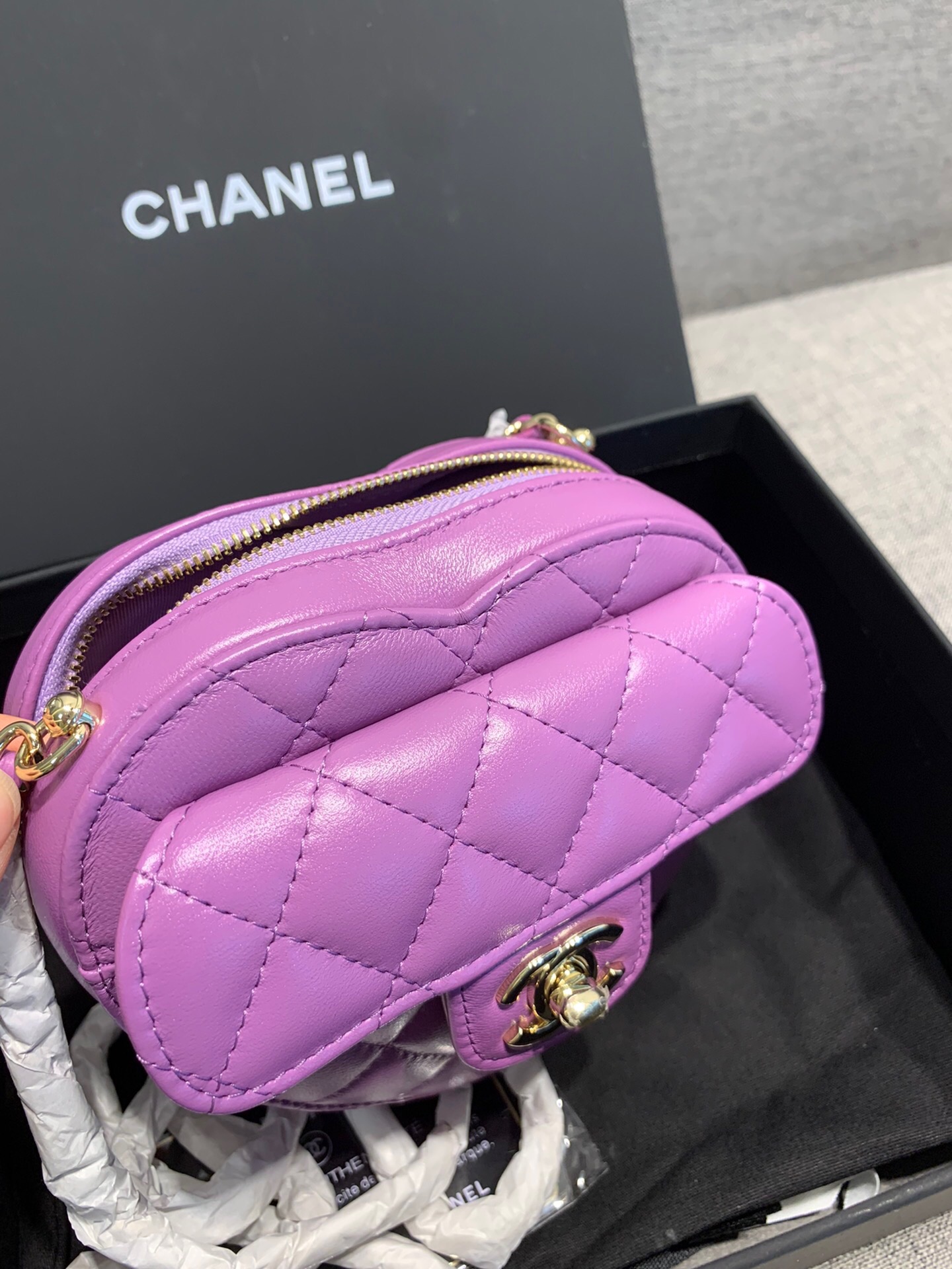 chanel-lambskin-heart-bag-purple-bag thumbnail 9