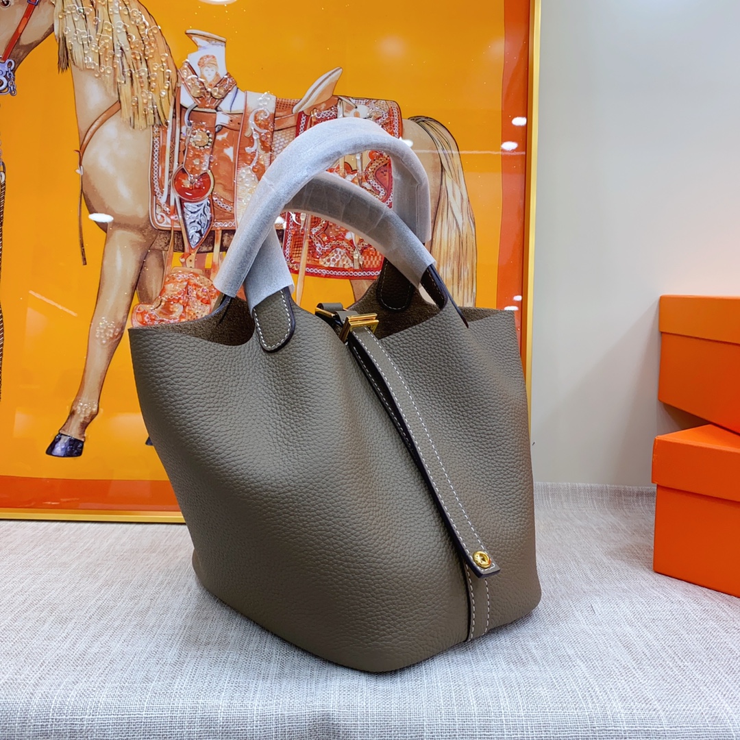 hermes-clemence-picotin-lock-bag-golden-hardware-dark-grey-bag thumbnail 6