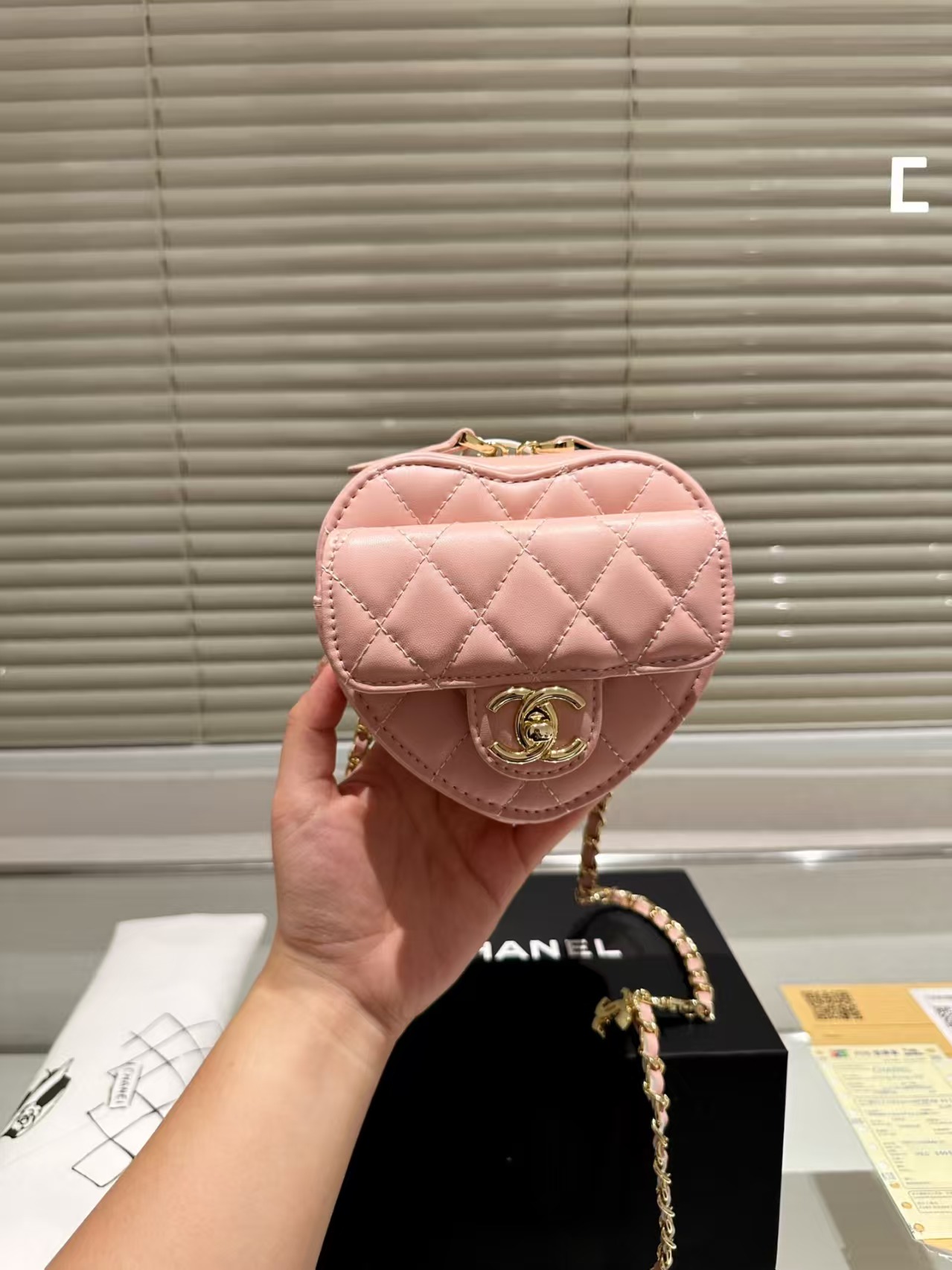 chanel-lambskin-heart-bag-pink-bag thumbnail 11