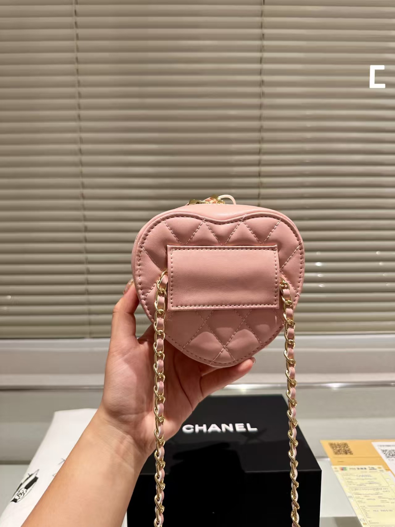 chanel-lambskin-heart-bag-pink-bag thumbnail 12