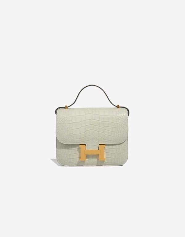 Hermes White Constance MM Crocodile Bag
