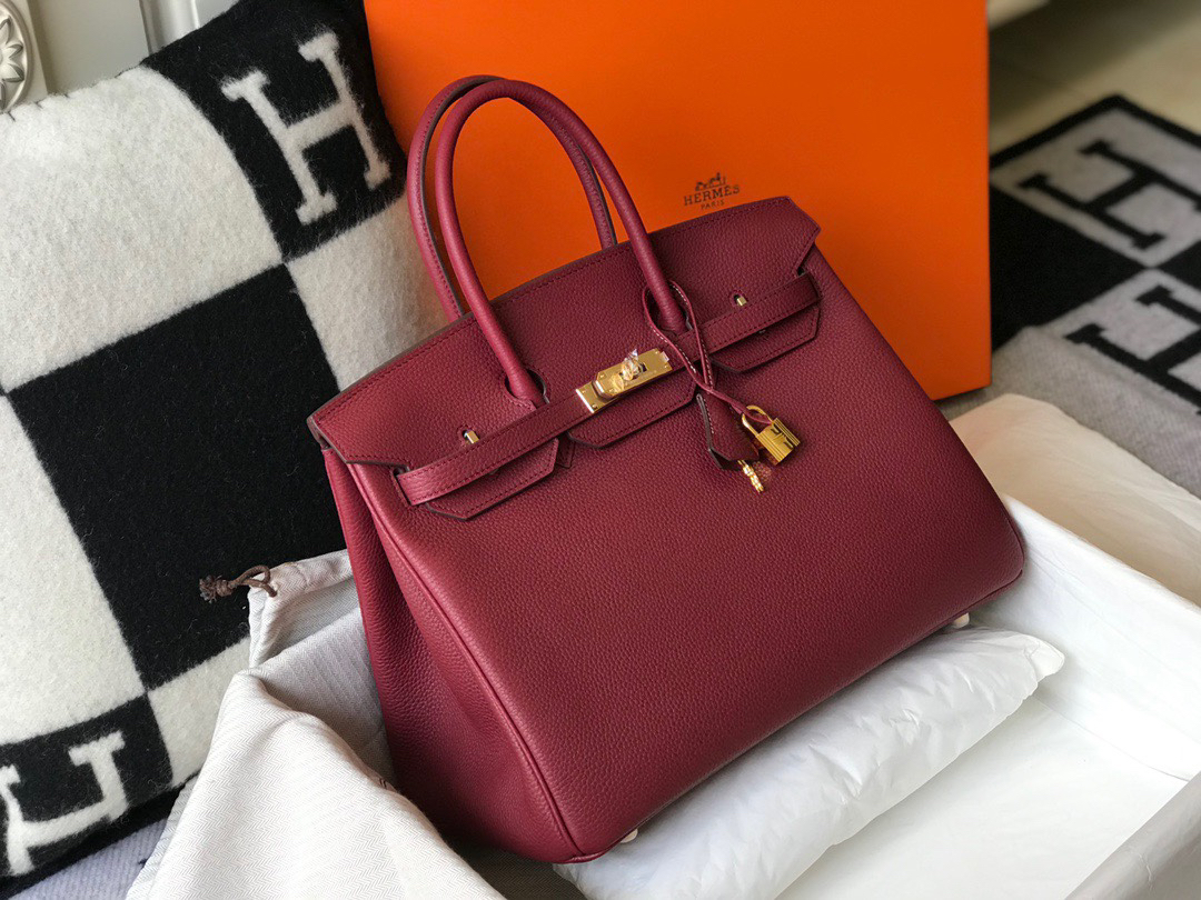 hermes-birkin-togo-retourne-bag-golden-hardware-burgundy-bag thumbnail 2