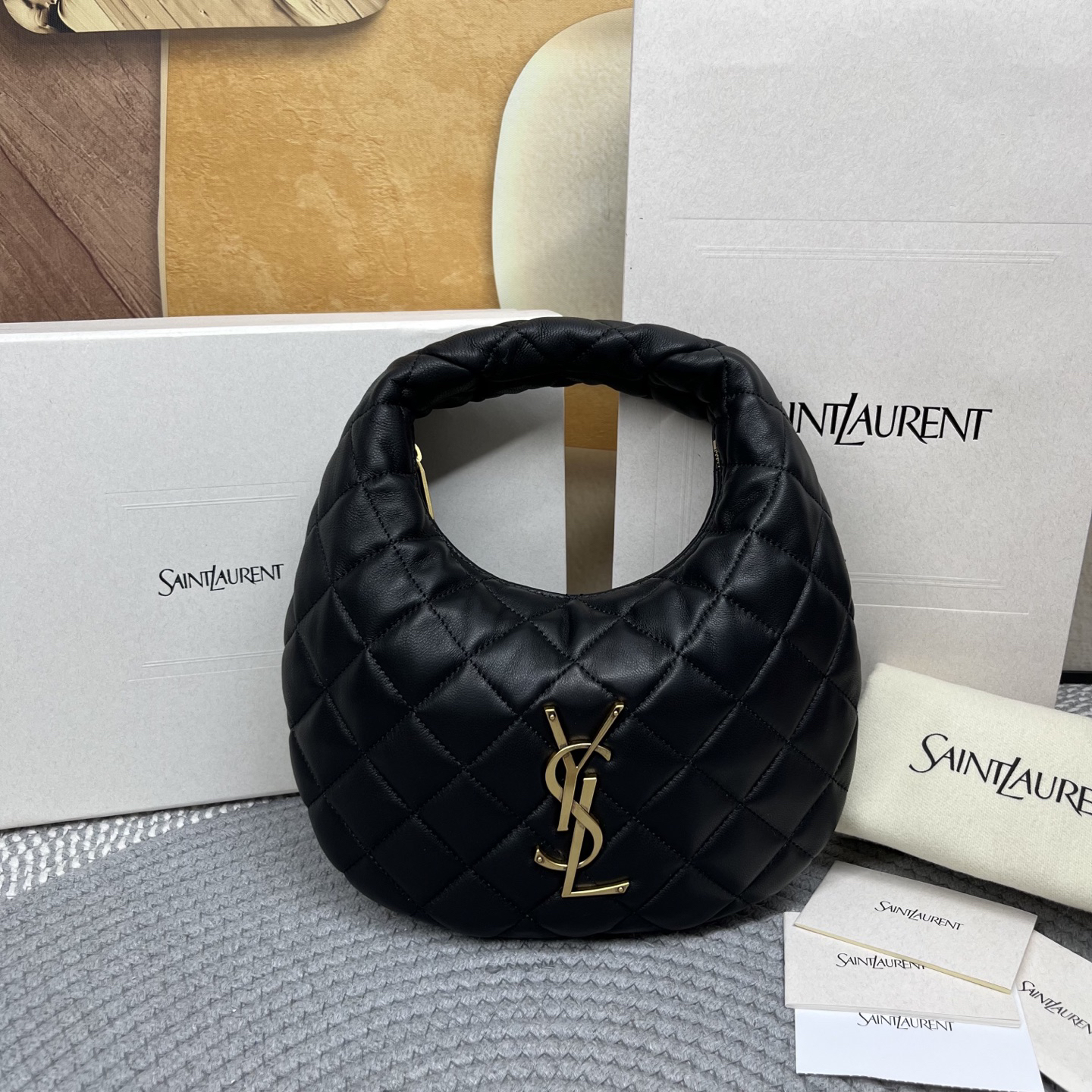 saint-laurent-ysl-icarino-in-quilted-nappa-hobo-bag-black thumbnail 2