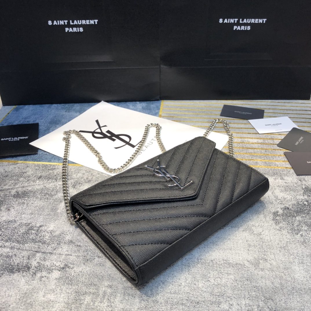 saint-laurent-ysl-cassandre-envelope-black-silver-metal thumbnail 3