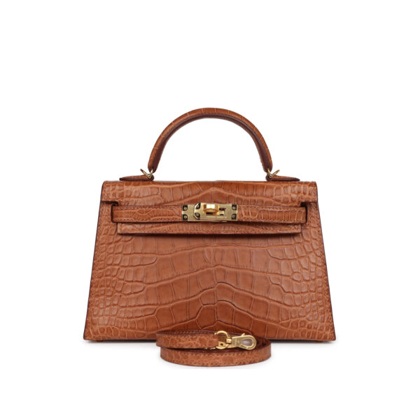 Hermes Kelly Sellier 20 Gold Matte Alligator Gold Hardware