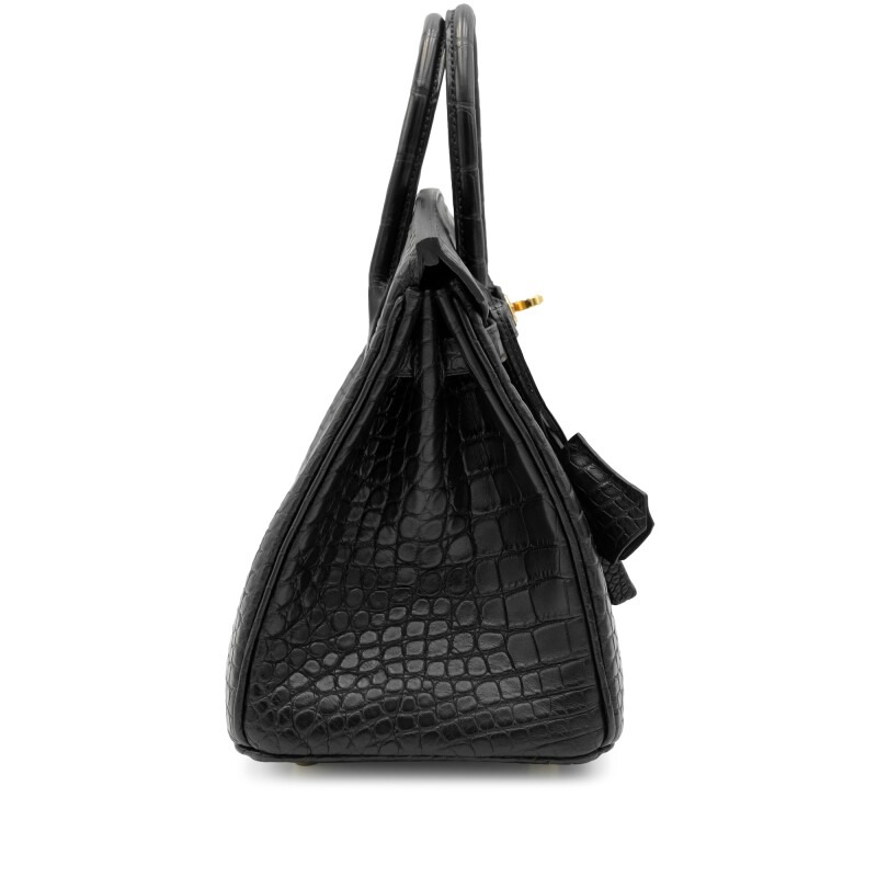 hermes-black-matte-alligator-birkin-gold-hardware thumbnail 11