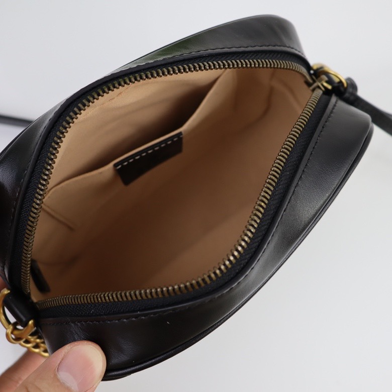 gucci-calfskin-matelasse-mini-gg-marmont-chain-shoulder-bag-black-bag thumbnail 5