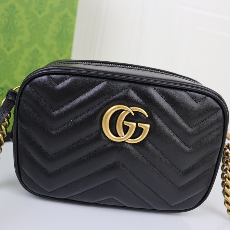 gucci-calfskin-matelasse-mini-gg-marmont-chain-shoulder-bag-black-bag thumbnail 2