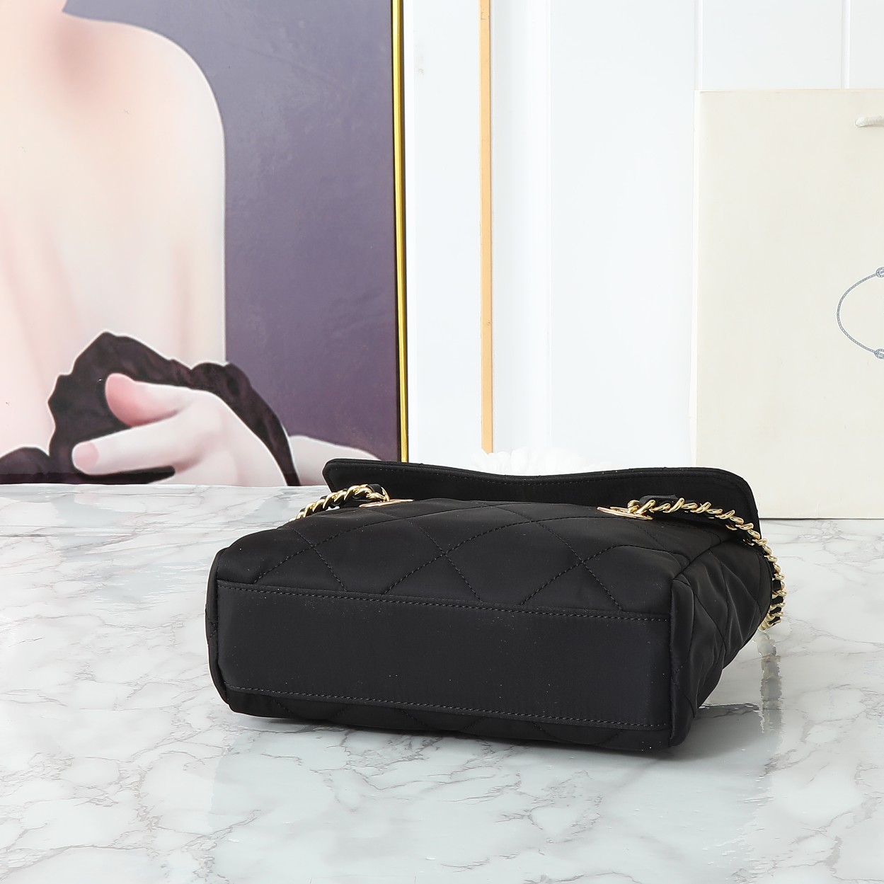 prada-tessuto-impuntu-quilted-flap-shoulder-black-bag-small thumbnail 5