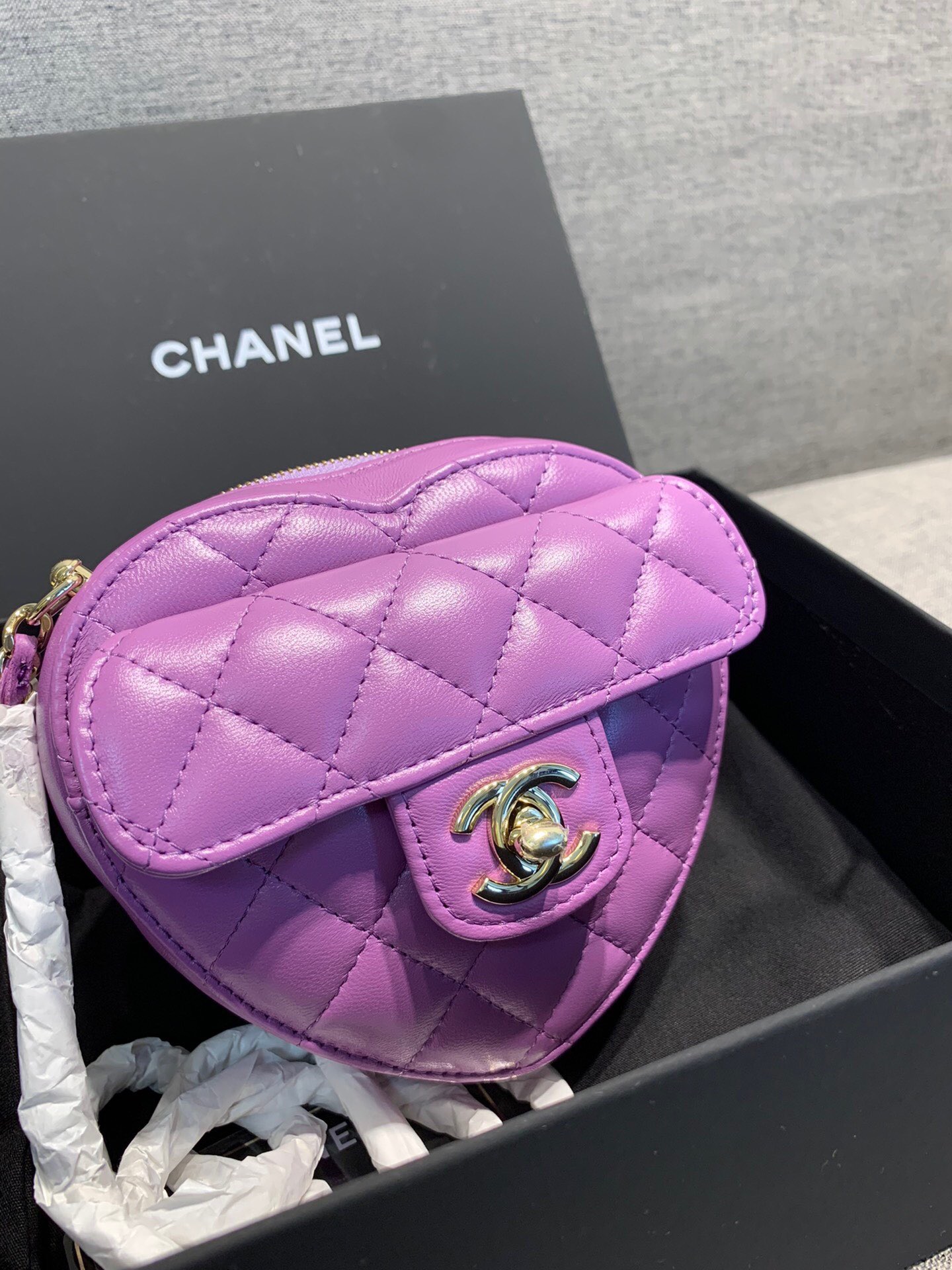 chanel-lambskin-heart-bag-purple-bag thumbnail 2