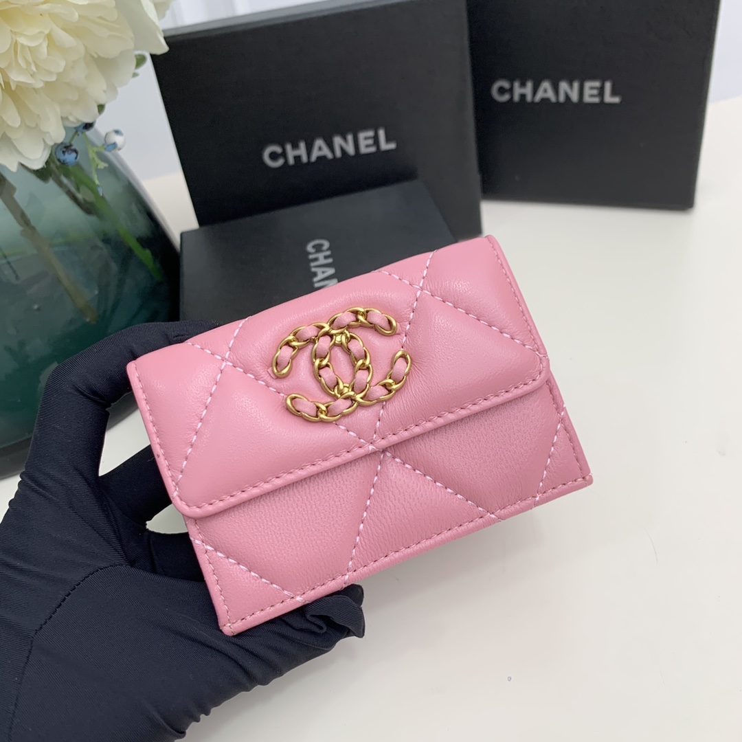 chanel-19-flap-card-holder-pink thumbnail 4