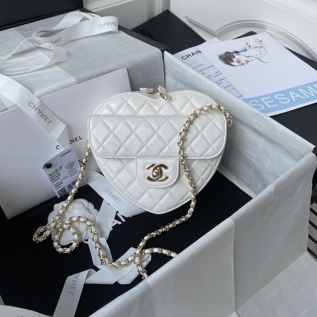 chanel-lambskin-heart-bag-white-bag thumbnail 2