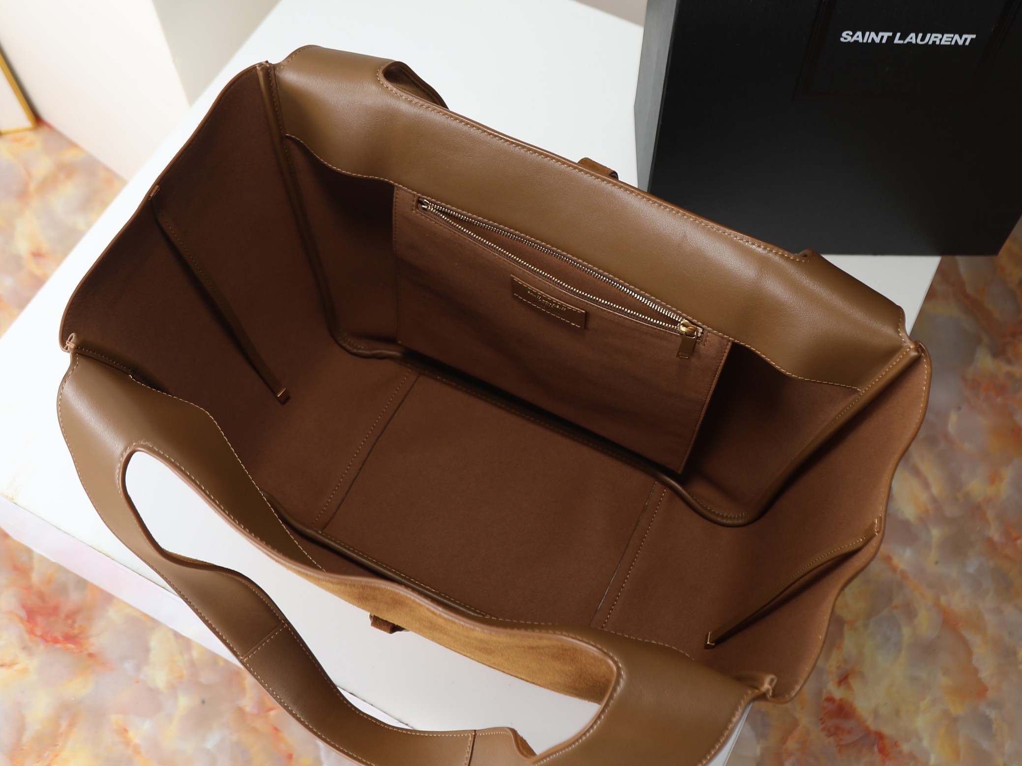 saint-laurent-ysl-le-5-a-7-bea-suede-caramel-bag thumbnail 6