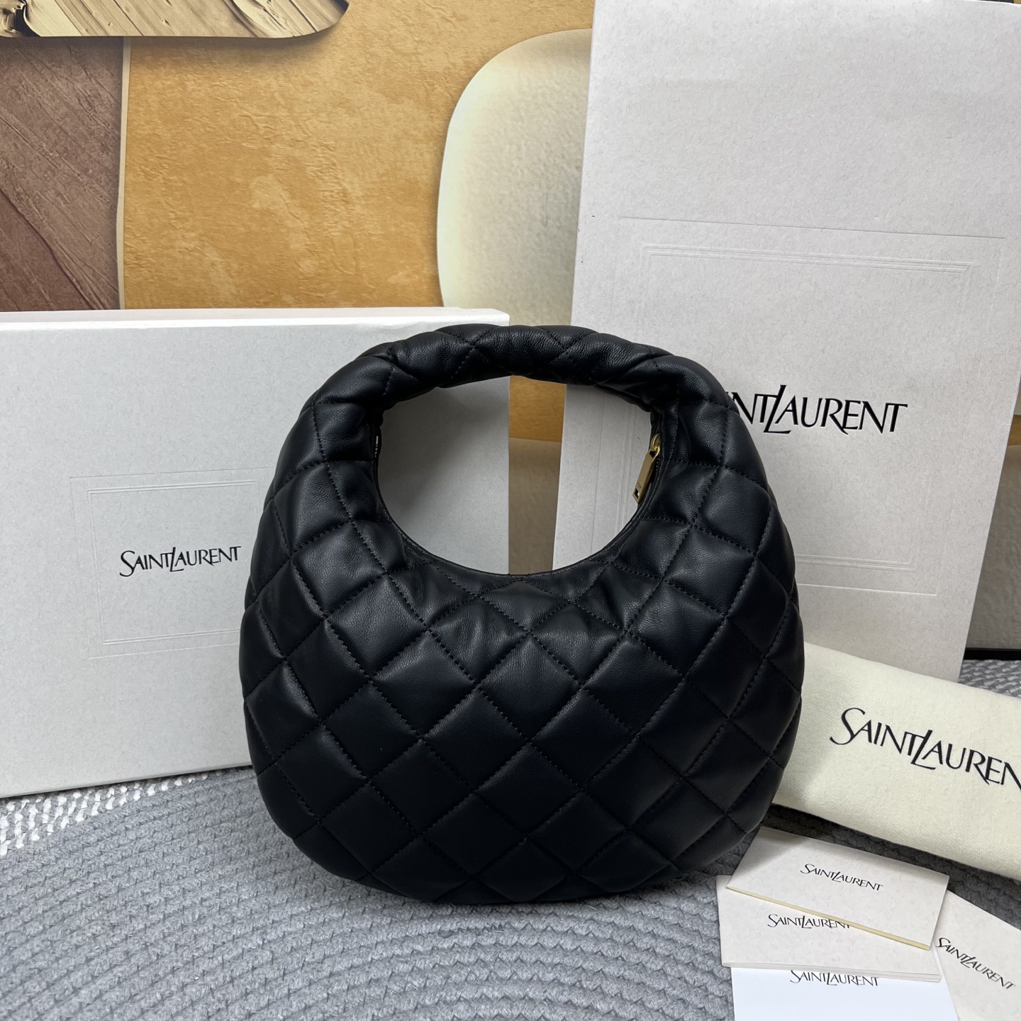 saint-laurent-ysl-icarino-in-quilted-nappa-hobo-bag-black thumbnail 3