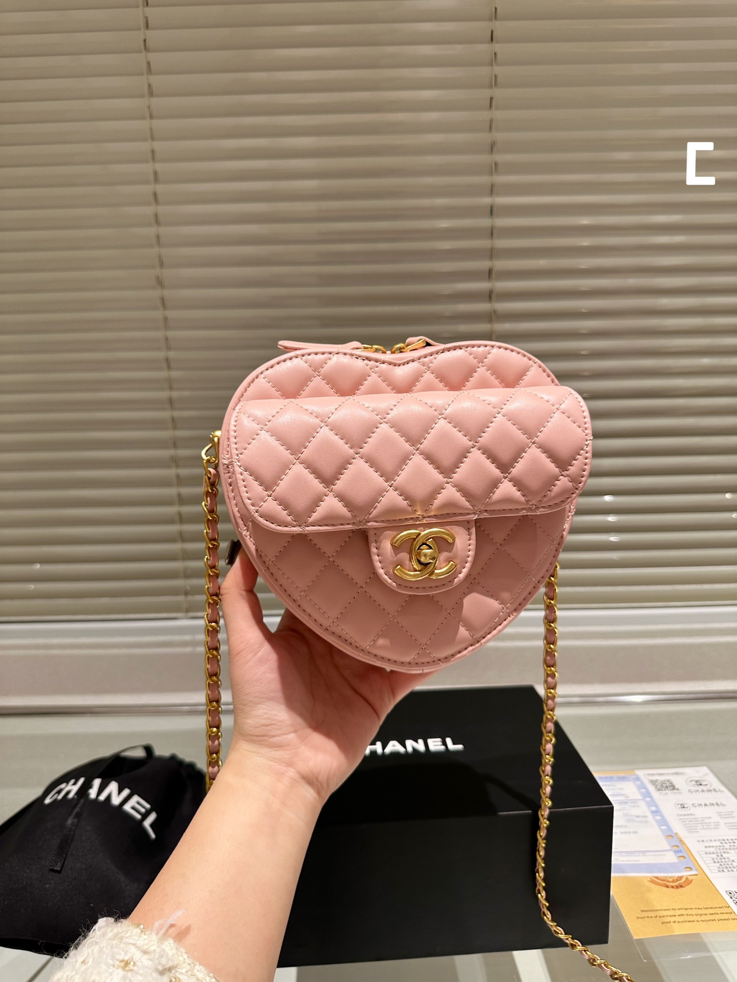 chanel-lambskin-heart-bag-pink-bag thumbnail 7