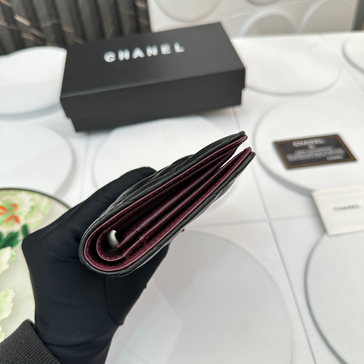 chanel-calfskin-leather-quilted-long-wallet-black-bag thumbnail 7