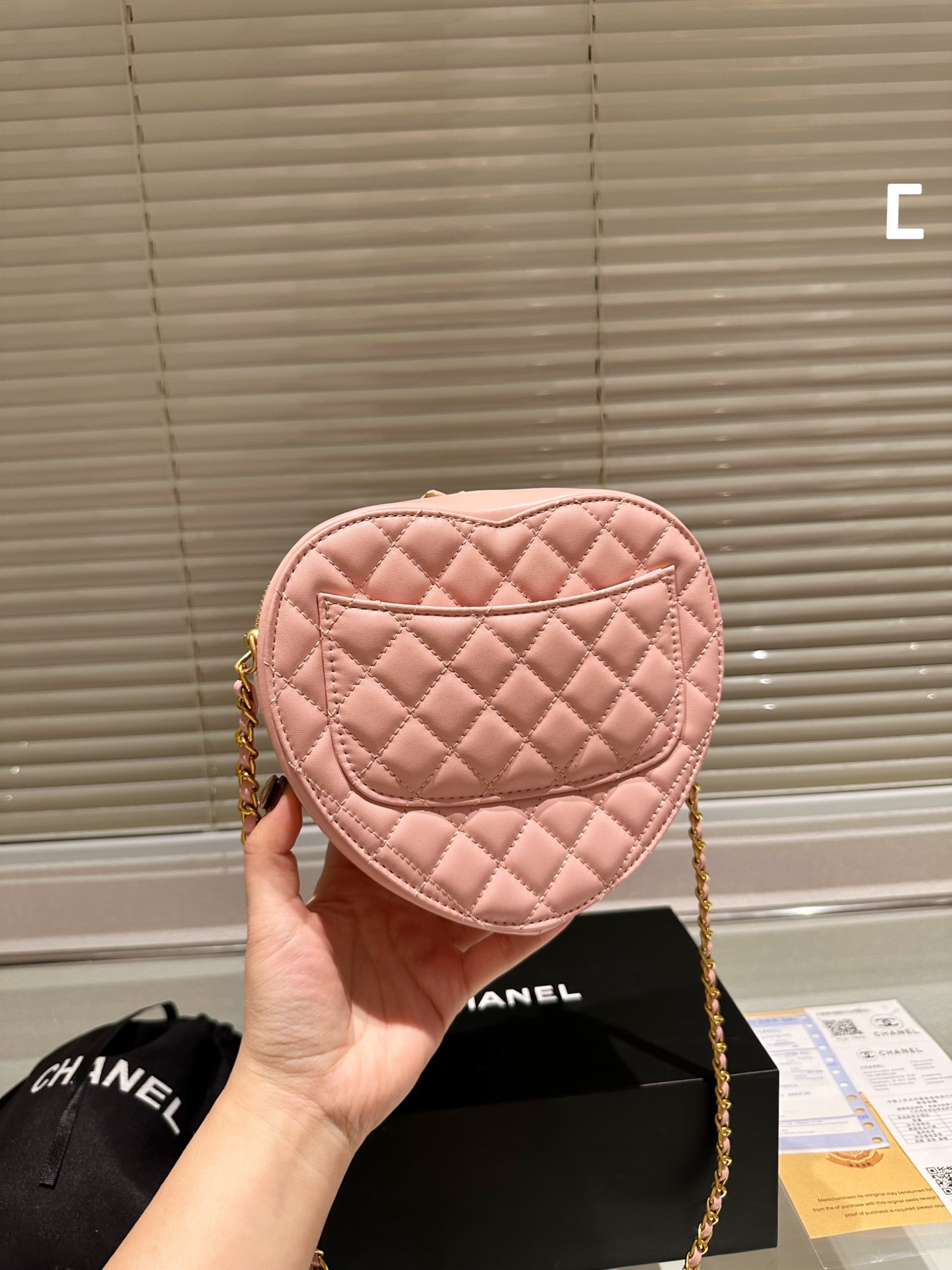 chanel-lambskin-heart-bag-pink-bag thumbnail 5
