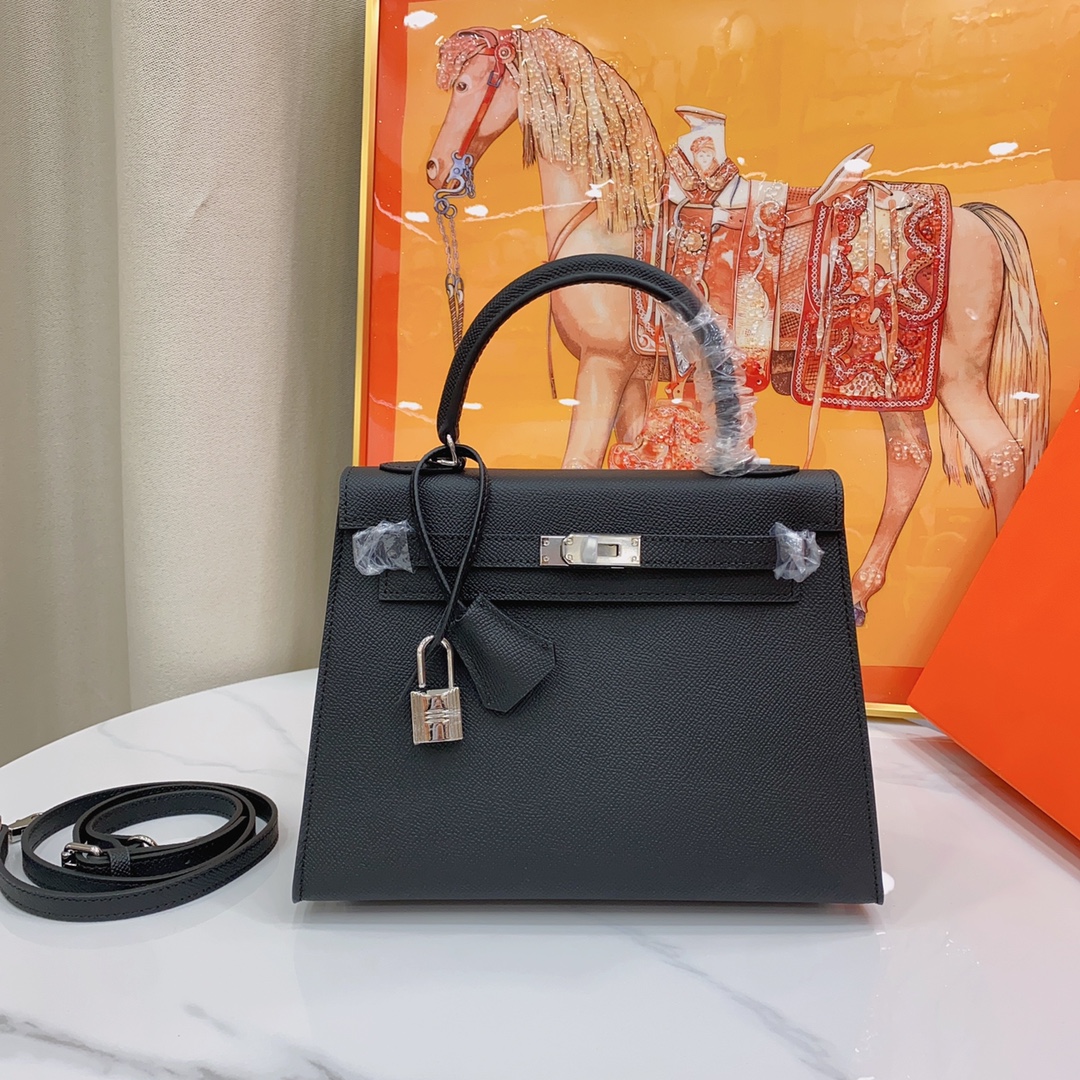 hermes-kelly-haze-black-silver-hardware-bag thumbnail 2