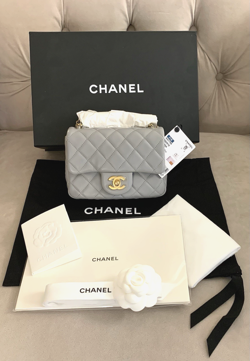 chanel-mini-square-pearl-flap-bag-grey-leather-gold-hardware thumbnail 13